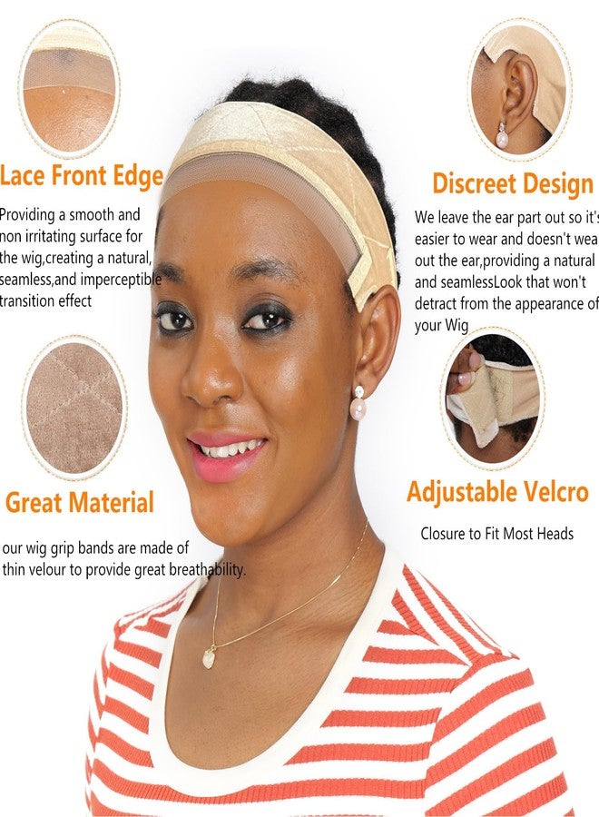 lucicass Wig Grip Band Non Slip Headband for Keeping Wigs in Place Adjustable Lace Wig Band with Silicone Strip for Women(Nude) - Image 2